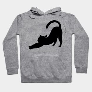 Black Yoga Cat and Heart Hoodie